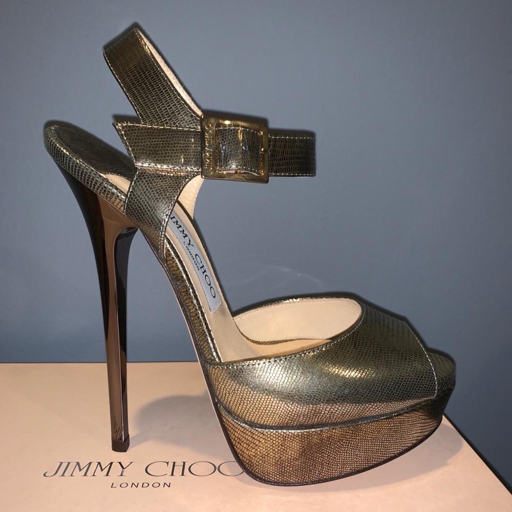 Designer Jimmy Choo Raven Antique Metallic Shoes